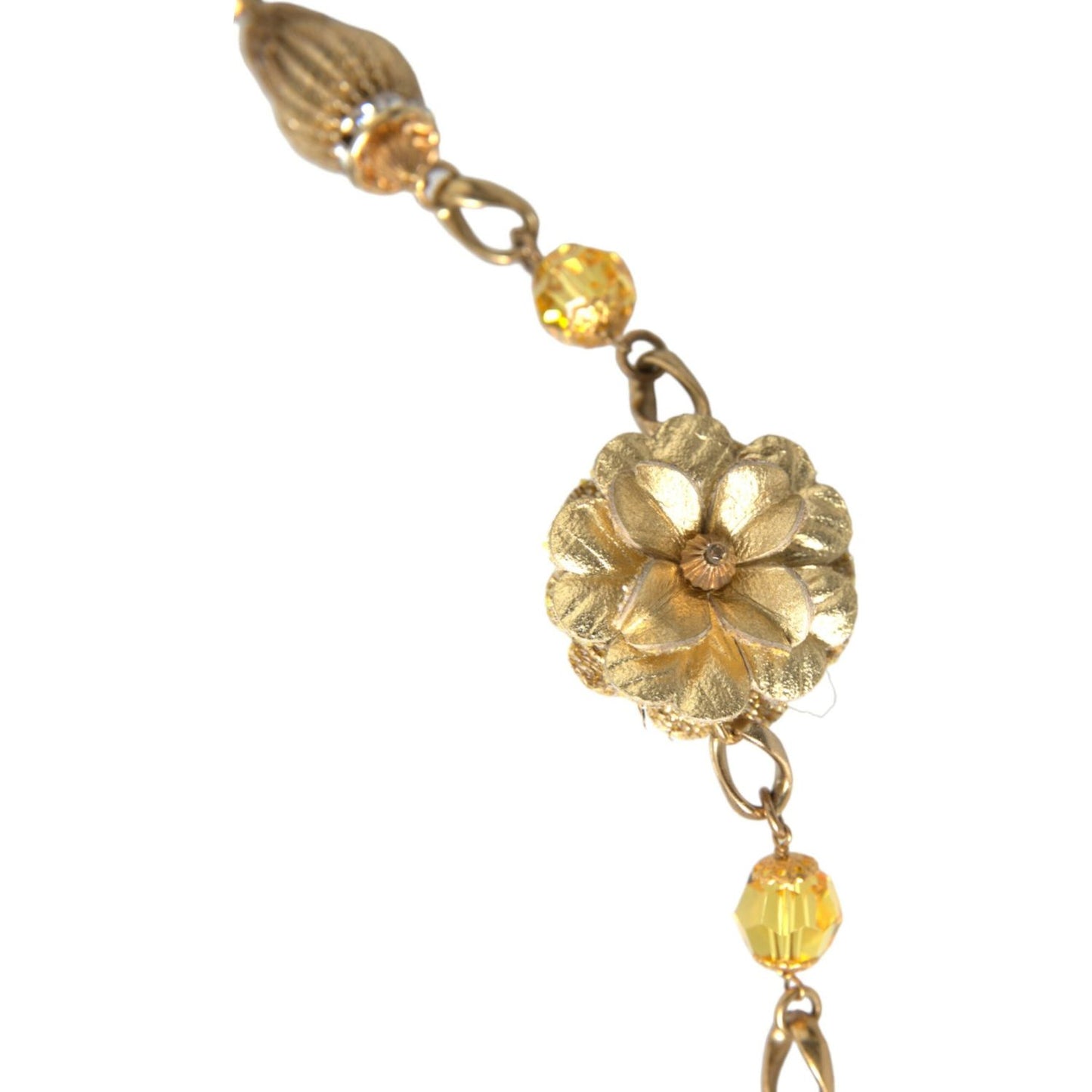 Dolce & Gabbana Crystal Flower Filigree Gold Brass Statement Necklace Dolce & Gabbana