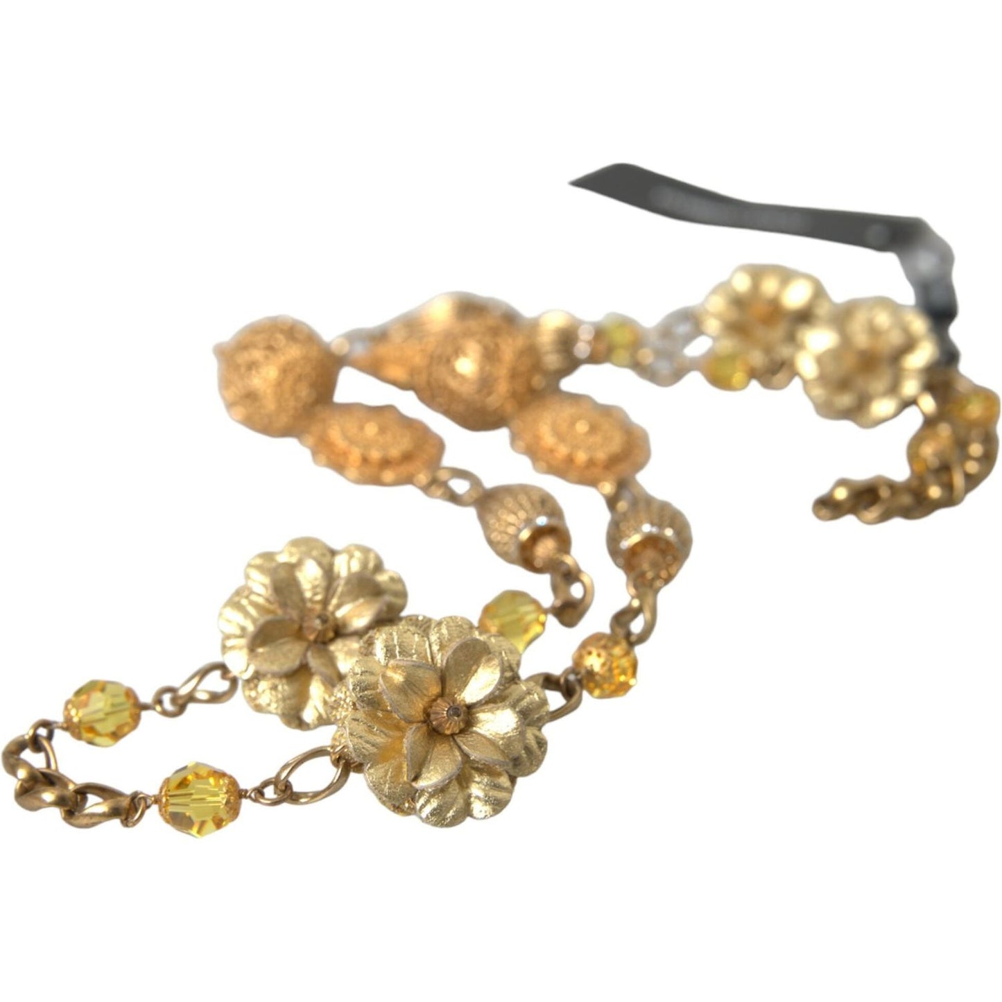 Dolce & Gabbana Crystal Flower Filigree Gold Brass Statement Necklace Dolce & Gabbana