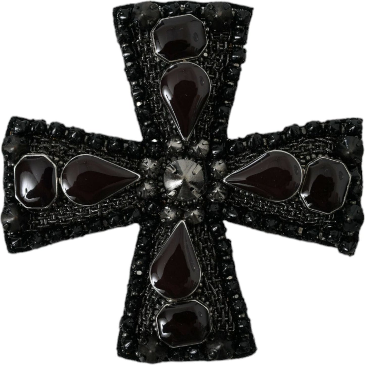 Dolce & Gabbana Black Crystals Embellished Cross Pin Brooch Dolce & Gabbana