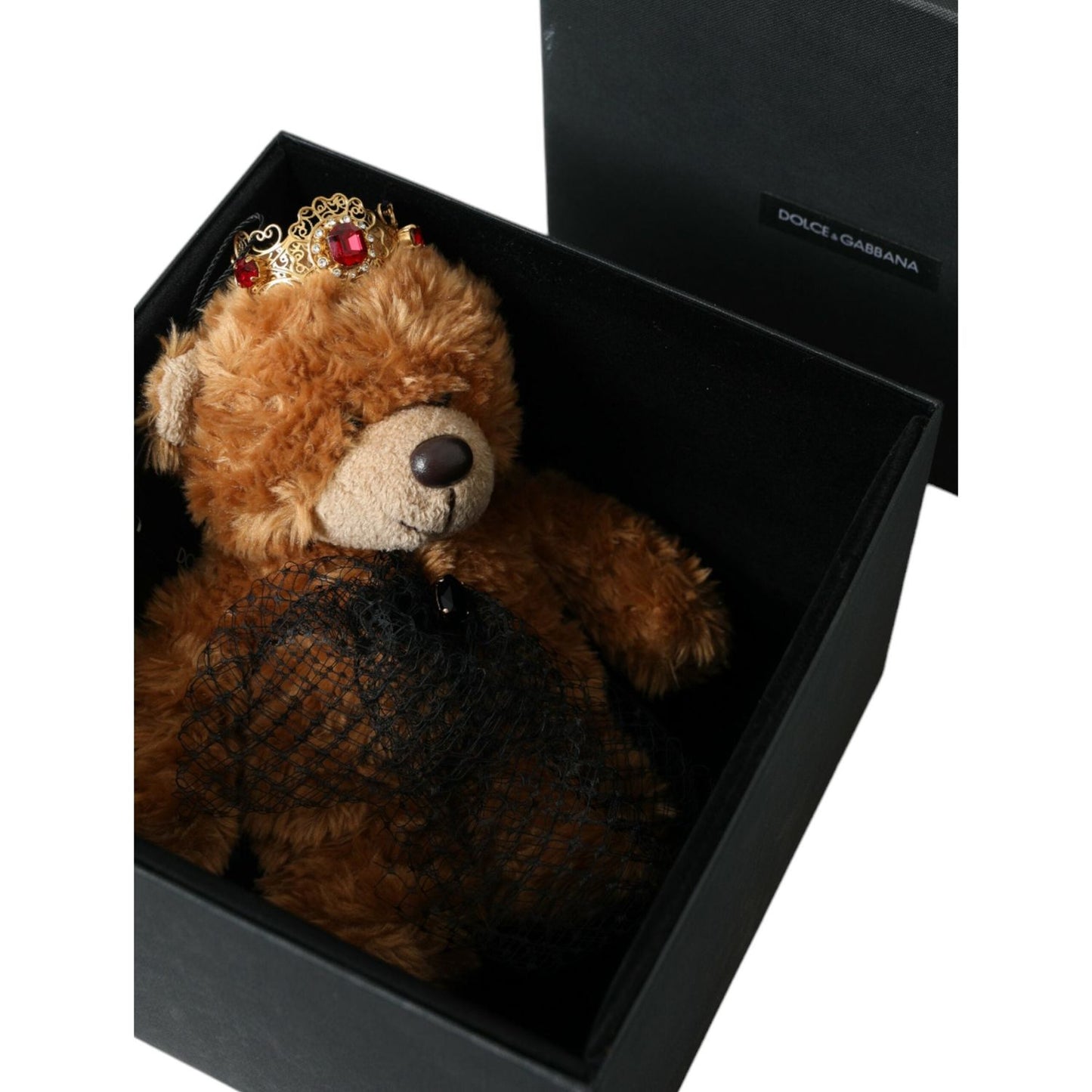 Dolce & Gabbana Brown Teddy Bear Gold Crystal Crown Hair Band Diadem Dolce & Gabbana