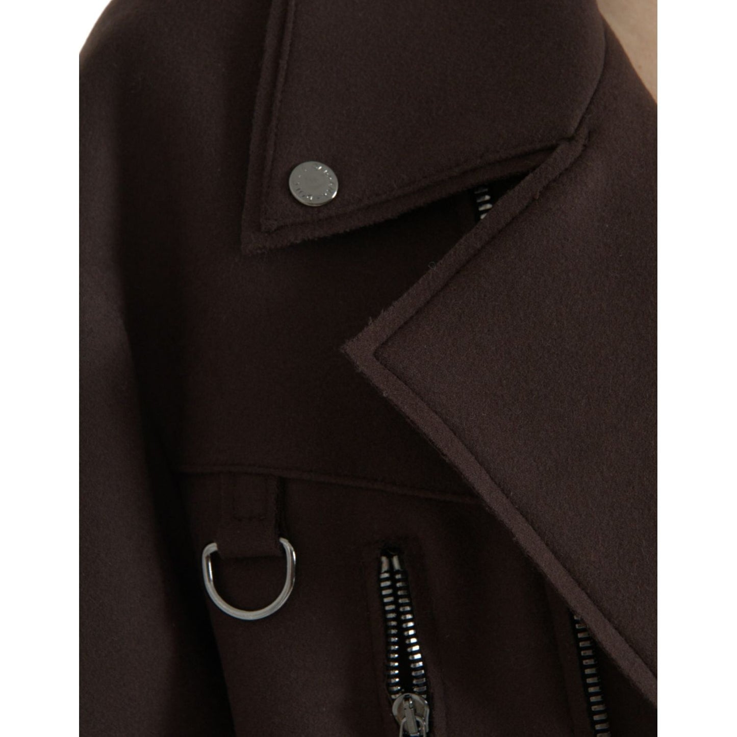 Dolce & Gabbana Brown Coat Short Biker Wool Jacket Dolce & Gabbana