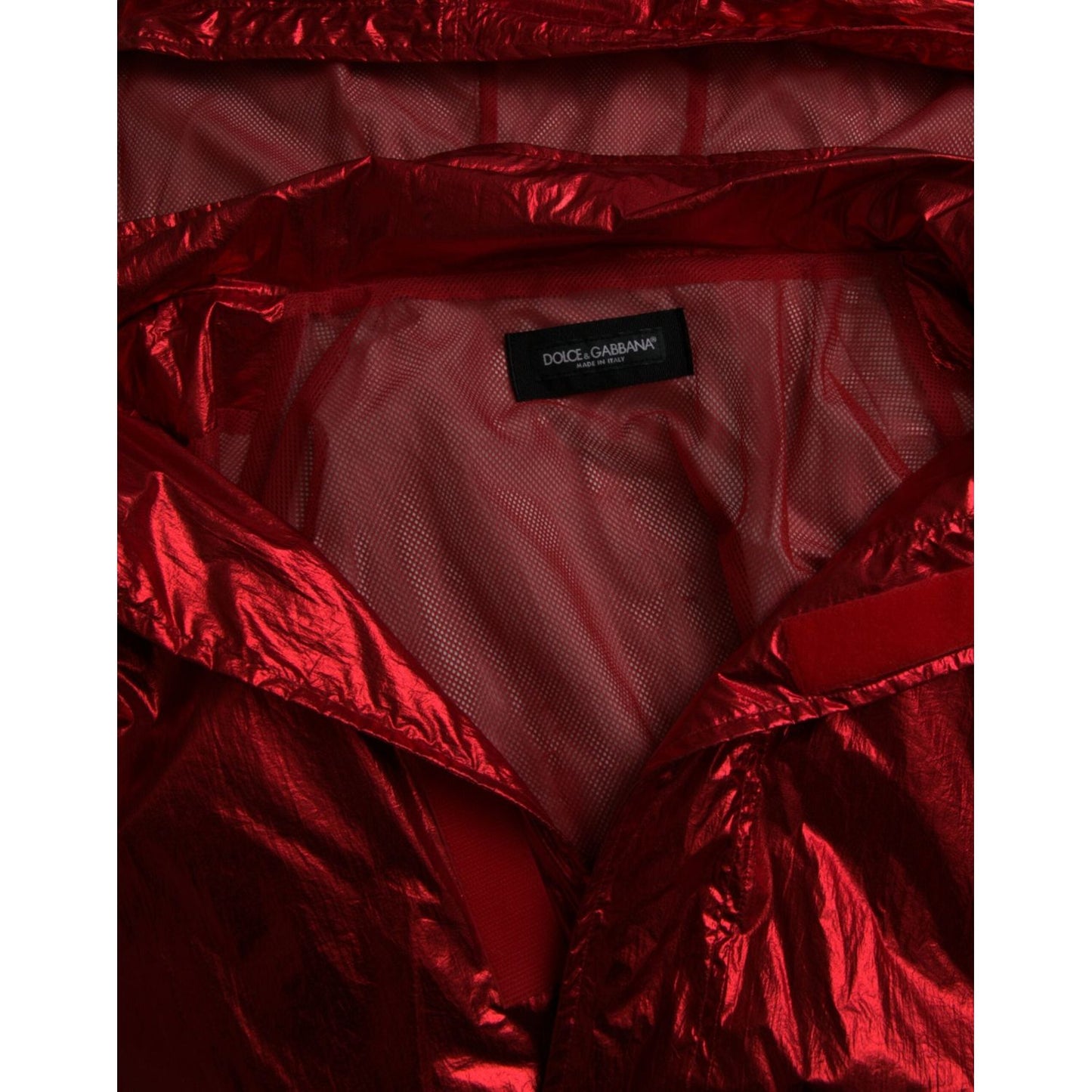 Dolce & Gabbana Red Nylon Hooded Pullover Sweatshirt Jacket Dolce & Gabbana