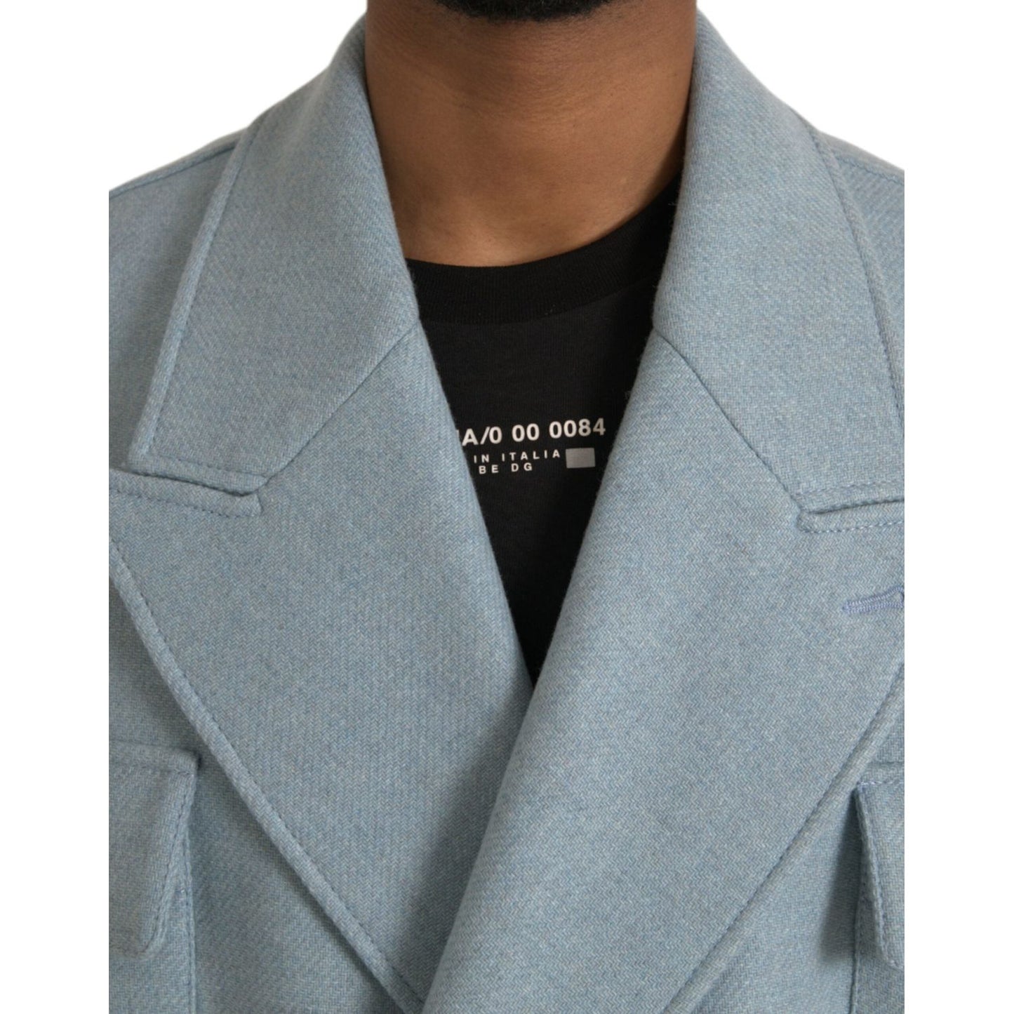 Dolce & Gabbana Blue Double Breasted Trench Coat Jacket Dolce & Gabbana