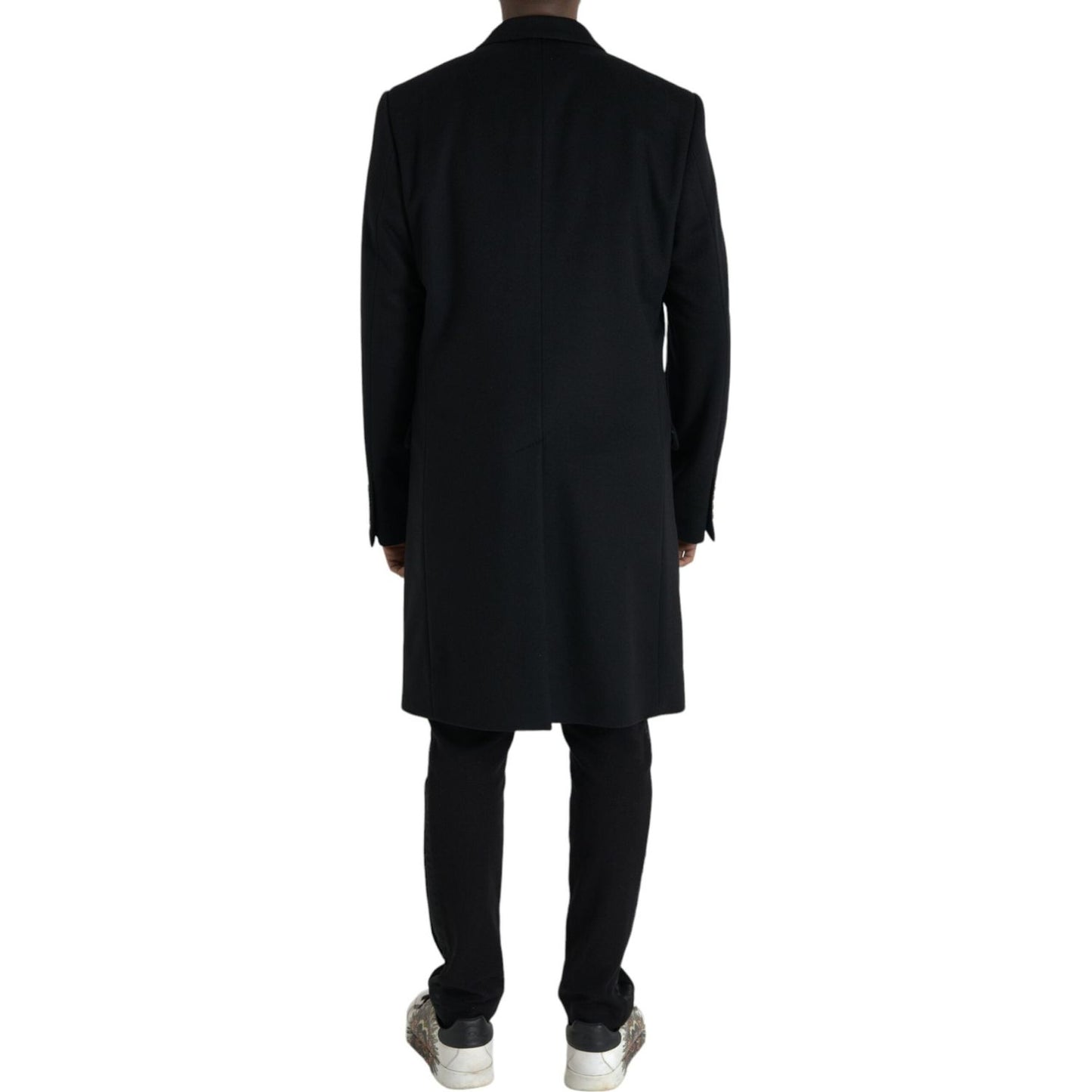 Dolce & Gabbana Black Wool Cashmere Trench Coat Jacket Dolce & Gabbana