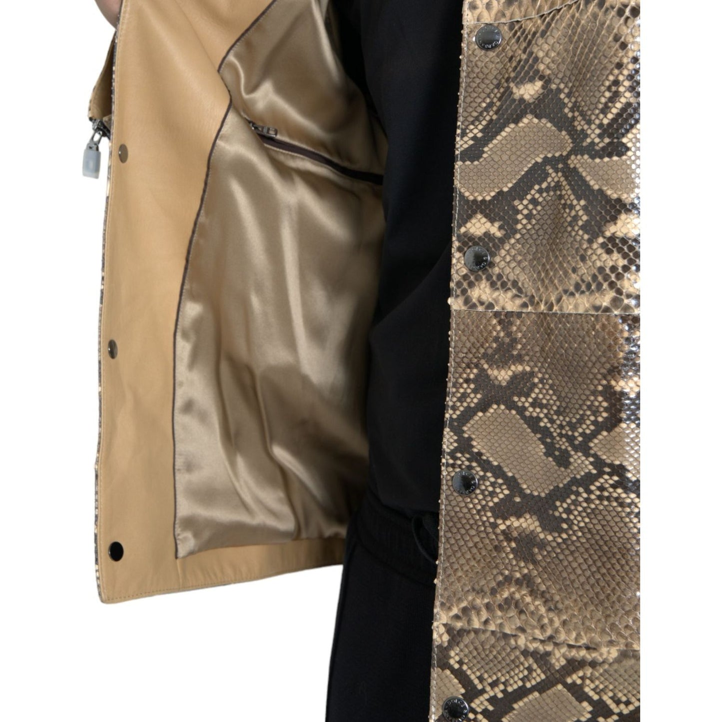 Dolce & Gabbana Beige Exotic Leather Biker Blouson Jacket Dolce & Gabbana