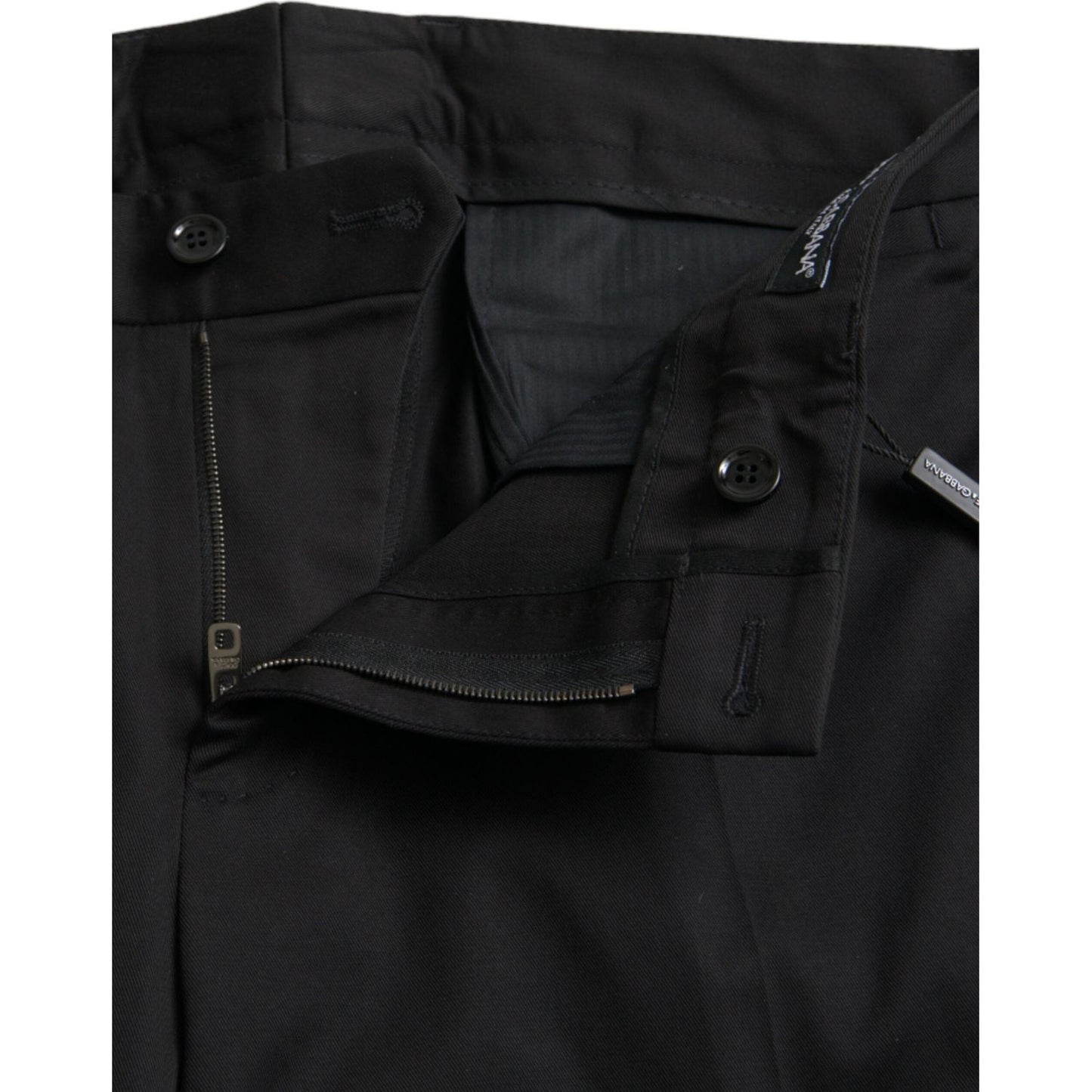 Dolce & Gabbana Black Cotton Stretch Skinny Dress Pants Dolce & Gabbana