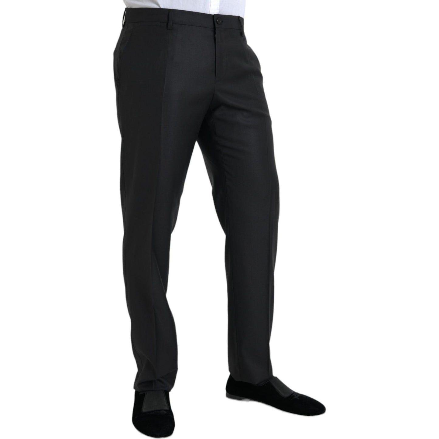 Dolce & Gabbana Black Wool Silk Skinny Dress Pants Dolce & Gabbana