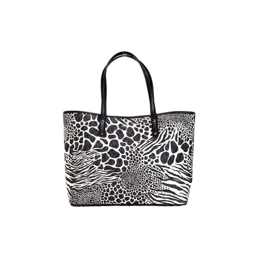 Michael Kors Carter Large Black Animal Print PVC Open Tote Shoulder Purse Bag Michael Kors