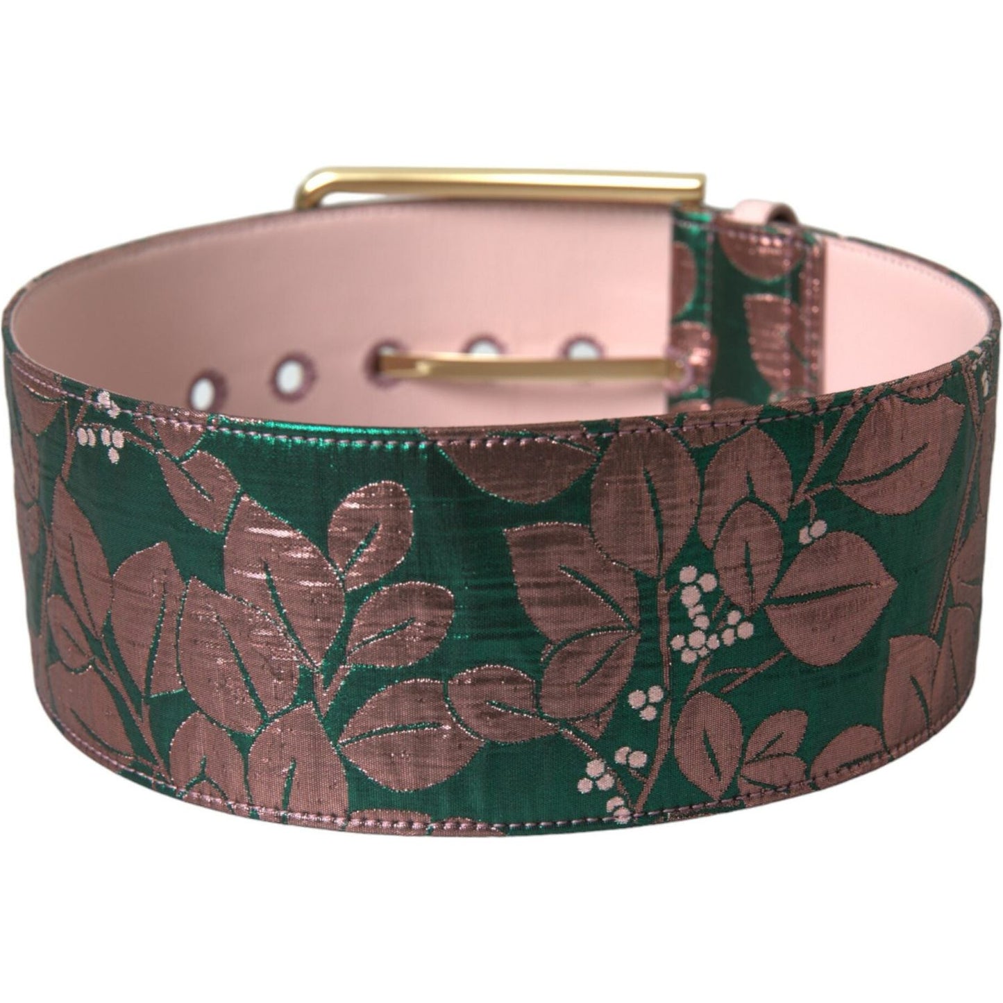 Dolce & Gabbana Multicolor Floral Jacquard Lurex Gold Buckle Belt Dolce & Gabbana