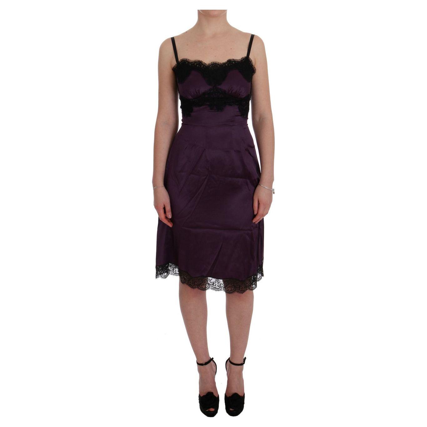 Dolce & Gabbana Elegant Purple Silk Lace Shift Dress Dolce & Gabbana