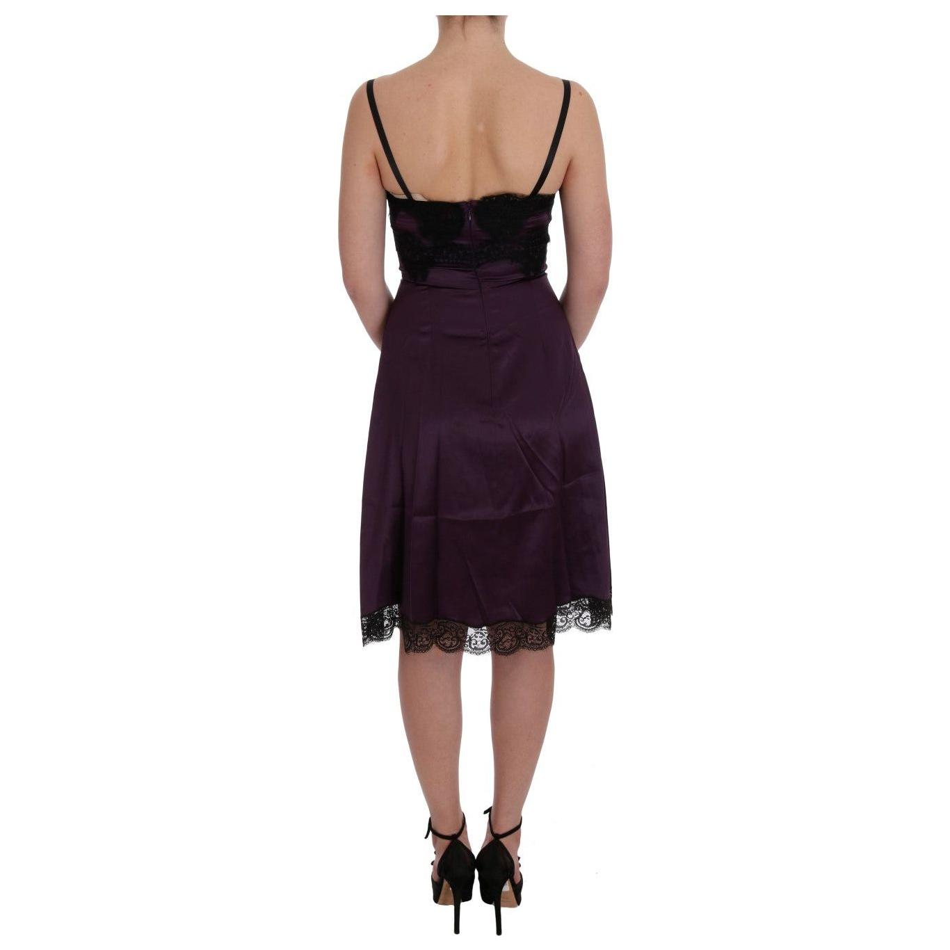 Dolce & Gabbana Elegant Purple Silk Lace Shift Dress Dolce & Gabbana