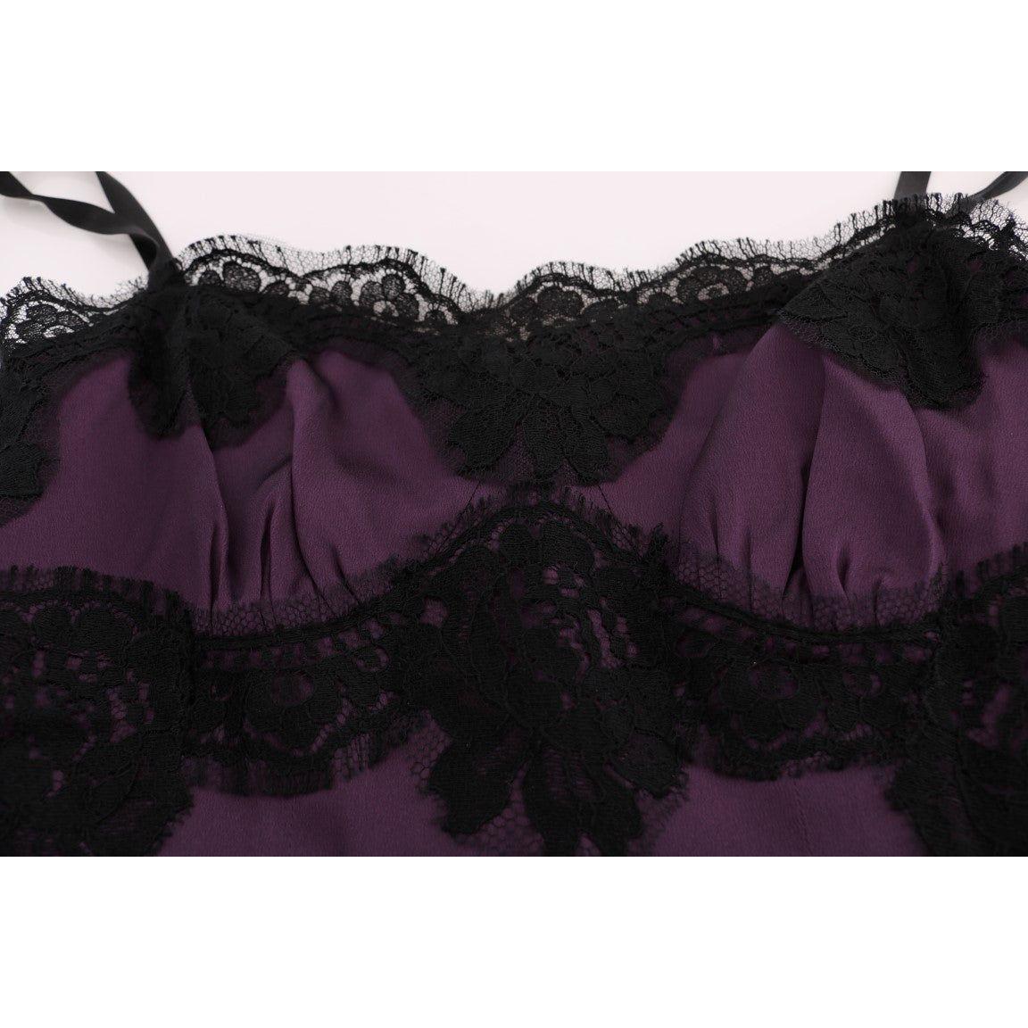 Dolce & Gabbana Elegant Purple Silk Lace Shift Dress Dolce & Gabbana