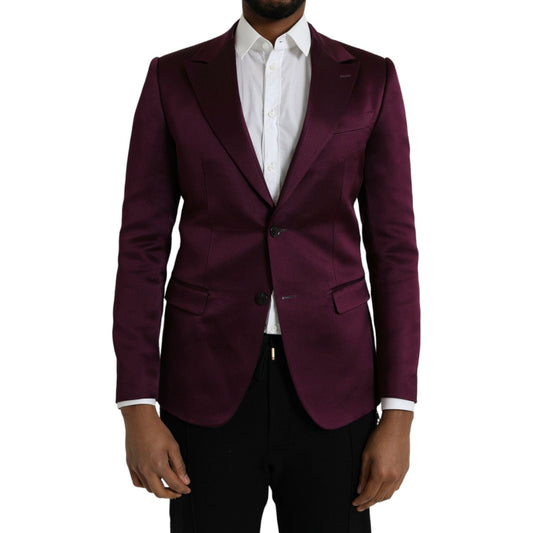 Dolce & Gabbana Maroon Silk Single Breasted Coat Blazer Dolce & Gabbana