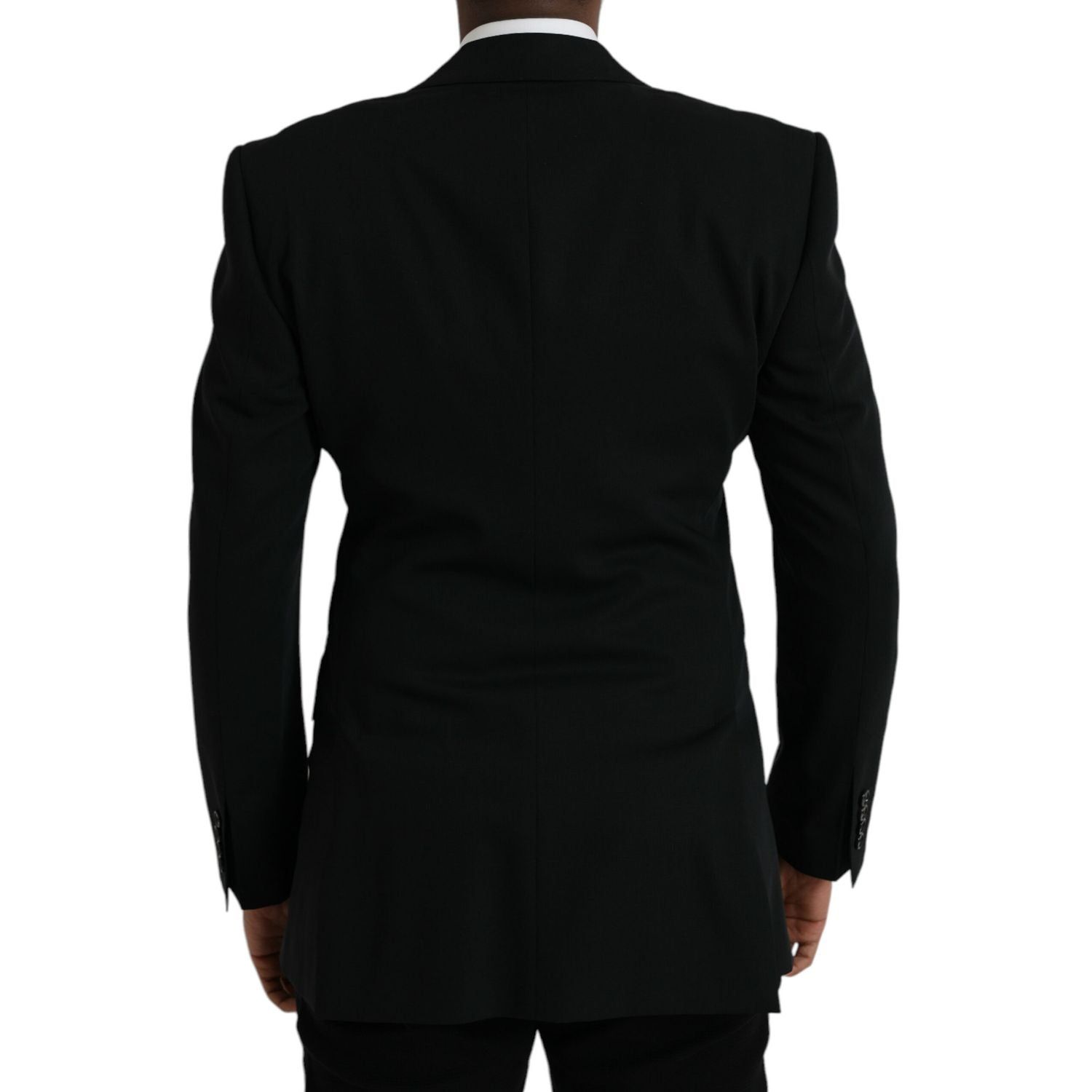 Dolce & Gabbana Black Wool Peak Single Breasted Coat Blazer