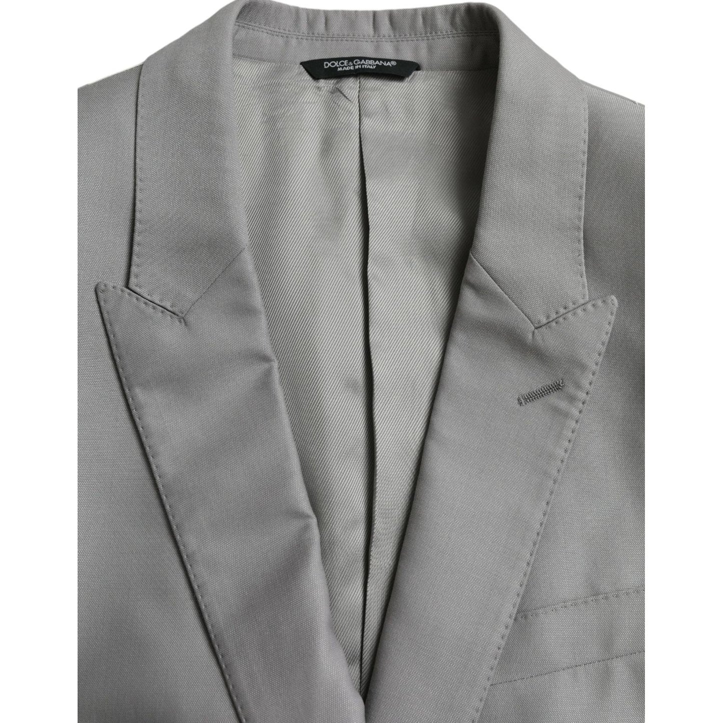 Dolce & Gabbana Gray Wool Peak Single Breasted Coat Blazer