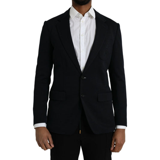 Dolce & Gabbana Black Wool Notch Single Breasted Coat Blazer Dolce & Gabbana