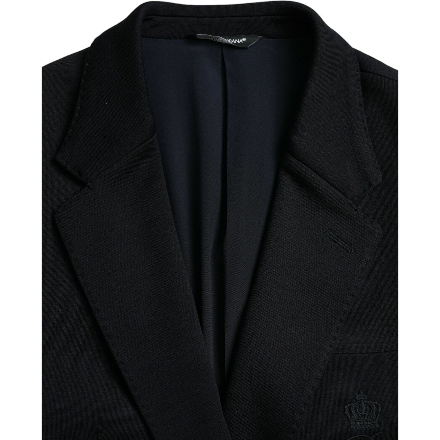 Dolce & Gabbana Black Wool Notch Single Breasted Coat Blazer Dolce & Gabbana