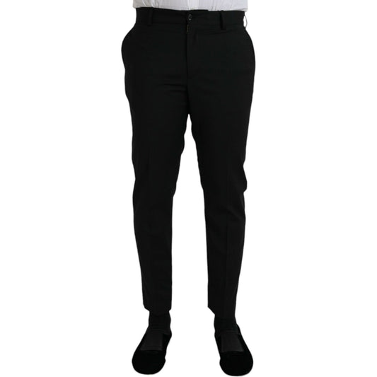 Dolce & Gabbana Black Wool SlimFit Dress Formal Pants Dolce & Gabbana