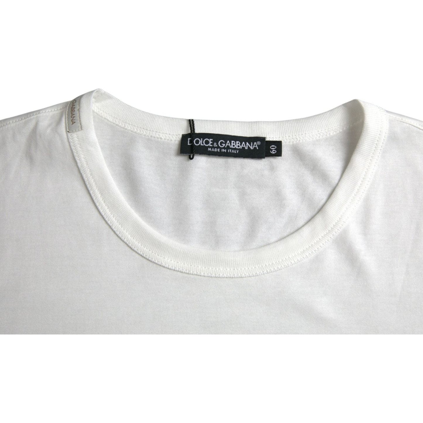 Dolce & Gabbana White Logo Embossed Cotton Crewneck T-shirt Dolce & Gabbana