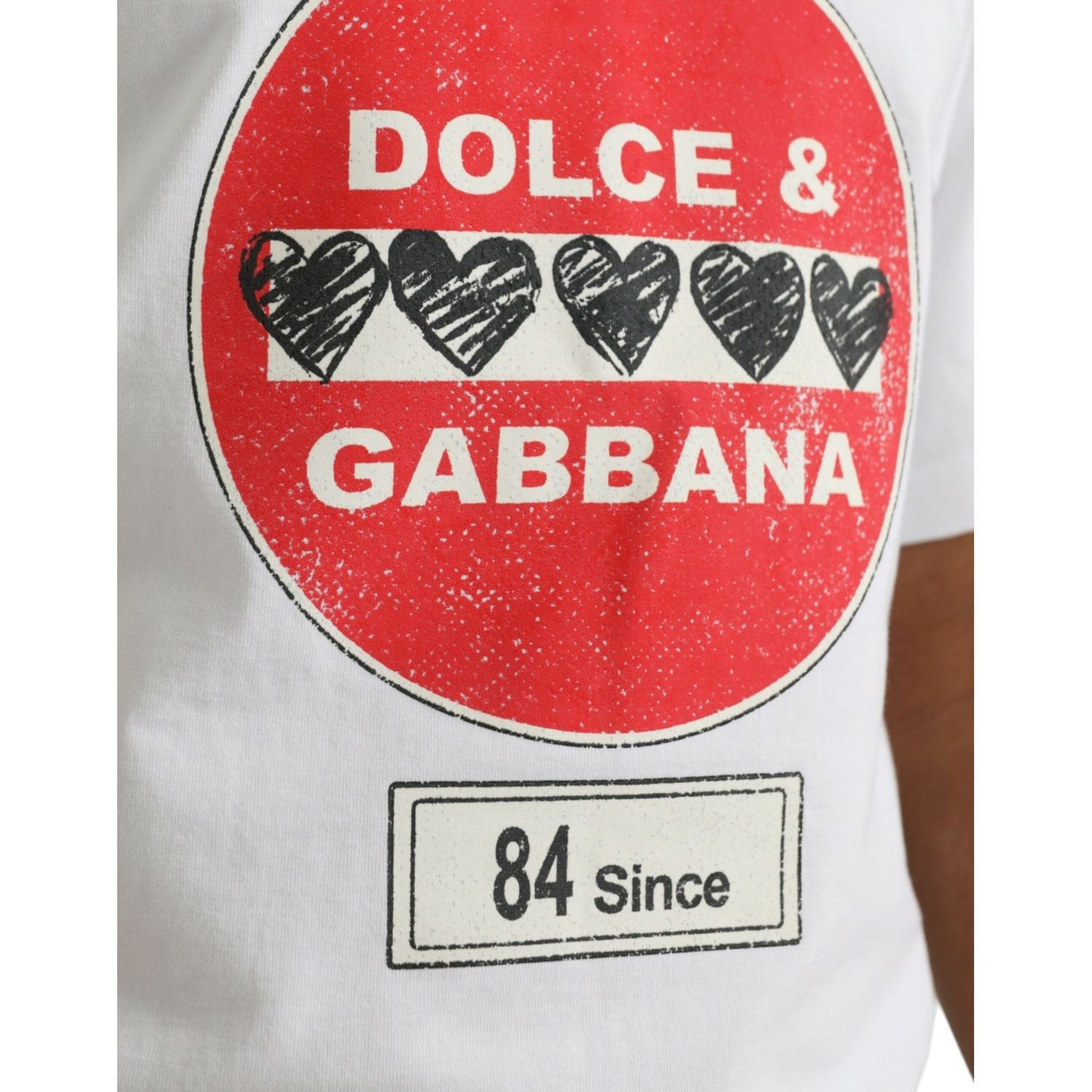 Dolce & Gabbana White Amor Heart Cotton Crewneck Short Sleeve T-shirt Dolce & Gabbana