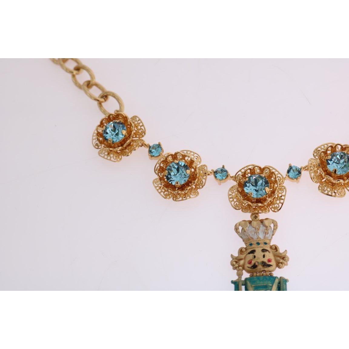 Dolce & Gabbana Elegant Gold Crystal Statement Necklace Necklace Dolce & Gabbana