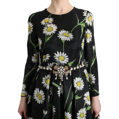 Dolce & Gabbana Multicolor Silk Sunflower Print Long Maxi Dress