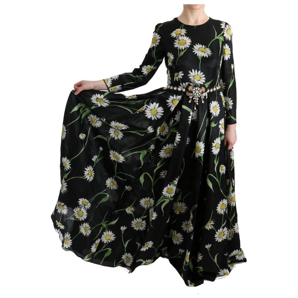 Dolce & Gabbana Elegant Sunflower Maxi Gown with Crystals Dolce & Gabbana