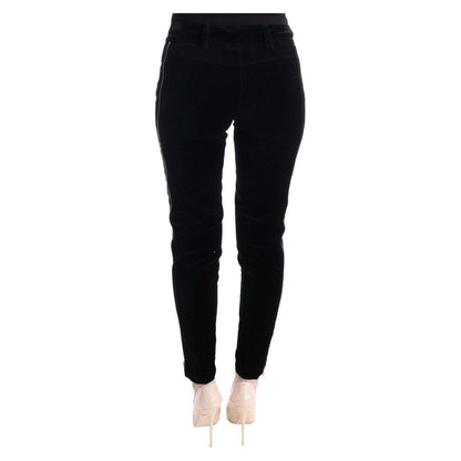 Ermanno Scervino Black Viscose Blend Velvet Cropped Pants Jeans & Pants