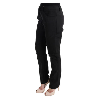 Ermanno Scervino Black Cotton Slim Fit Casual Pants
