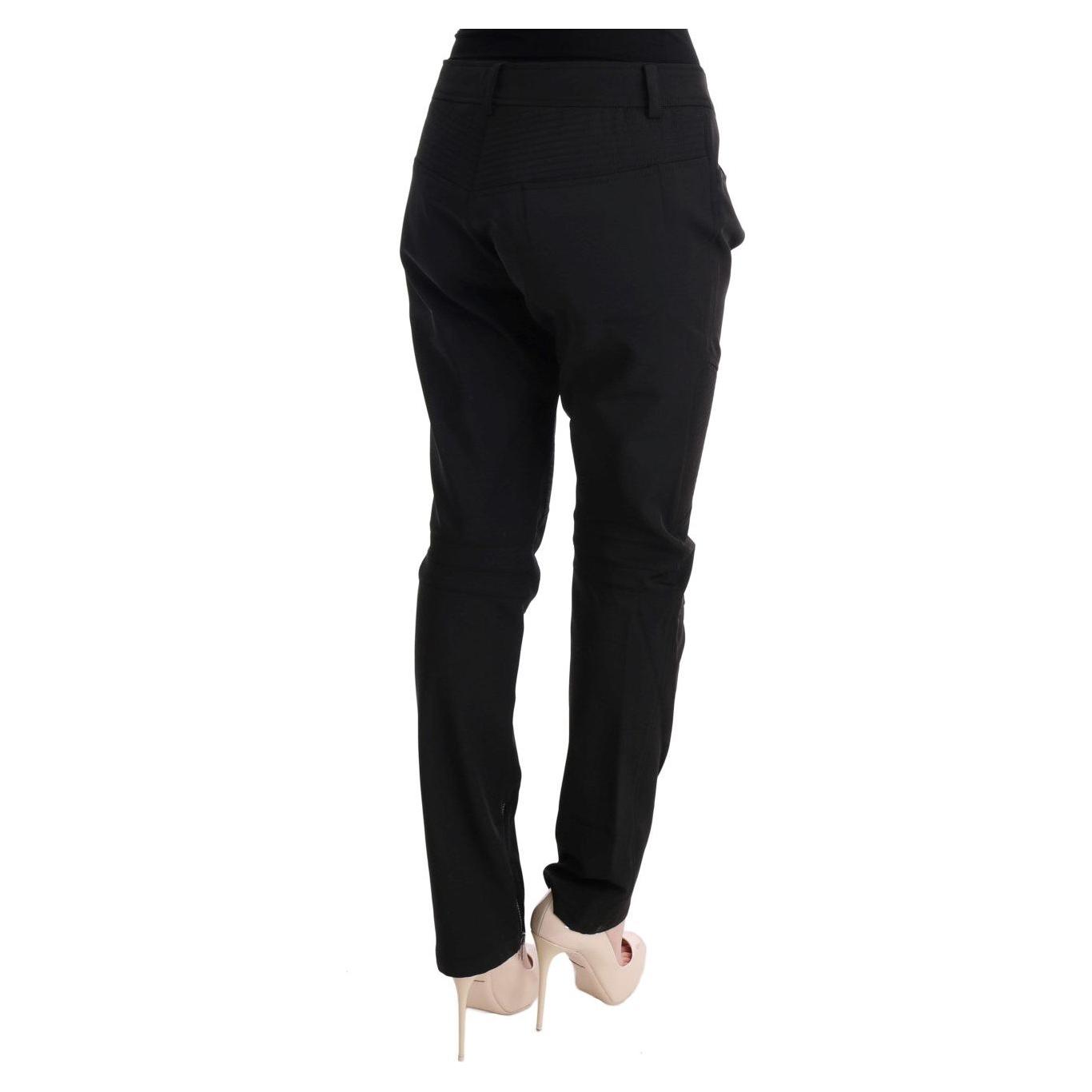 Ermanno Scervino Black Cotton Slim Fit Casual Pants