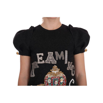 Dolce & Gabbana Gray Crystal "Dreaming of My Prince" Dress