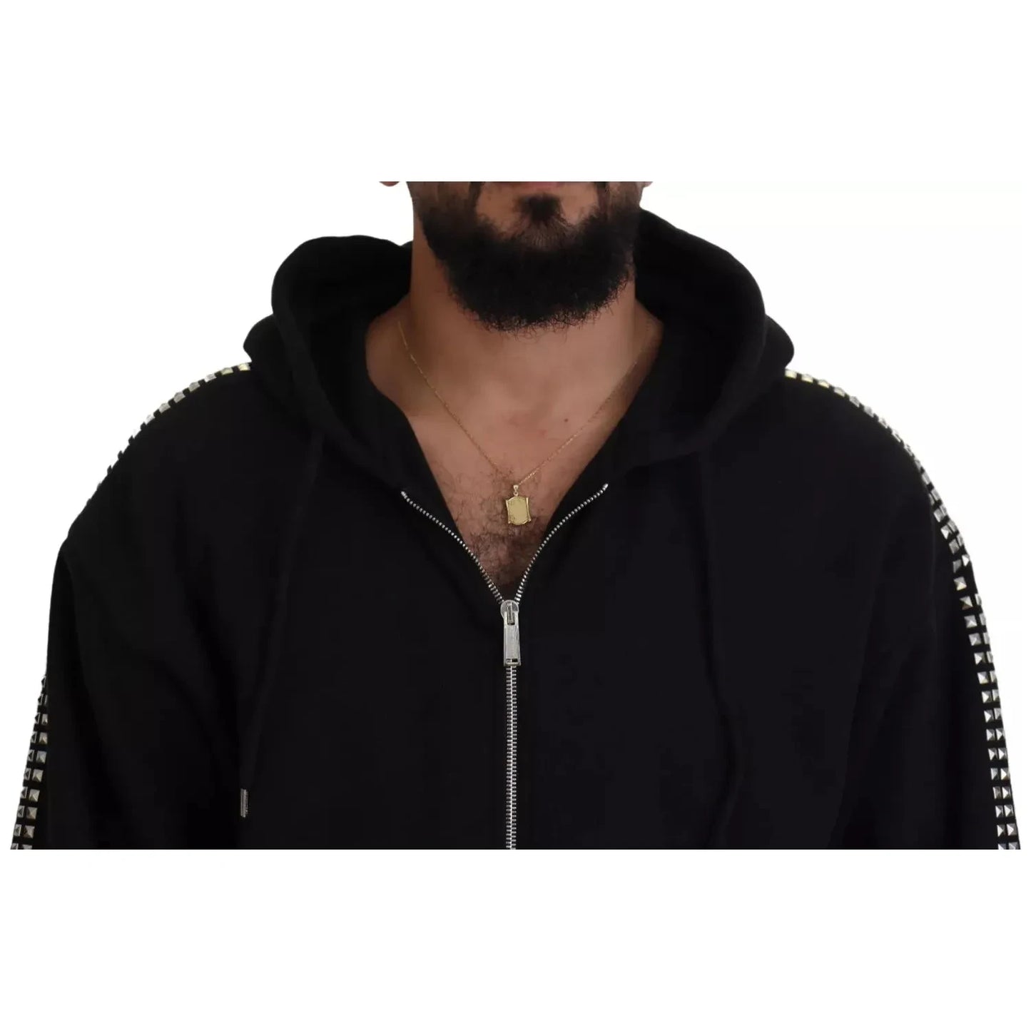 Dsquared² Black Embellished Full Zip Hooded Sweater