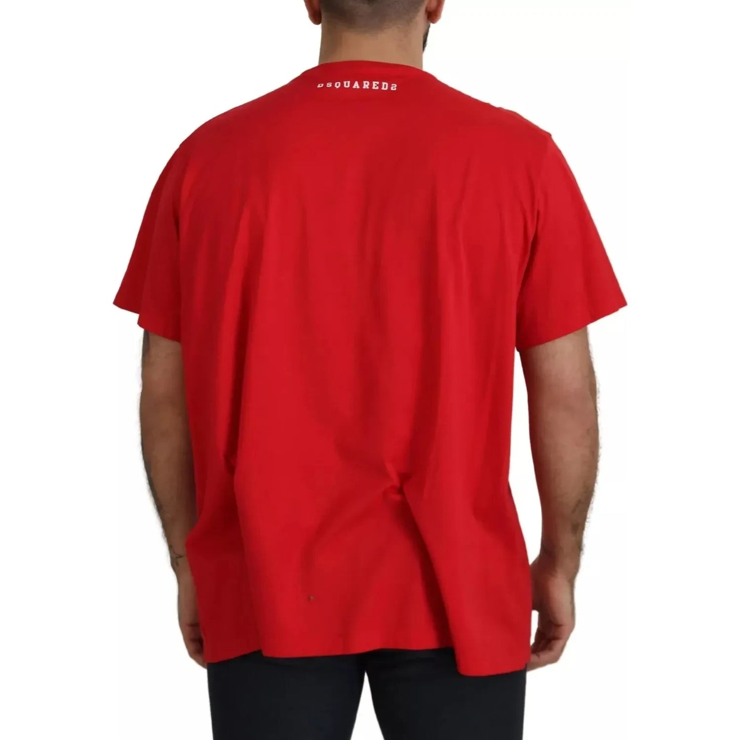 Dsquared² Red Printed Cotton Short Sleeves Crewneck T-shirt Dsquared²