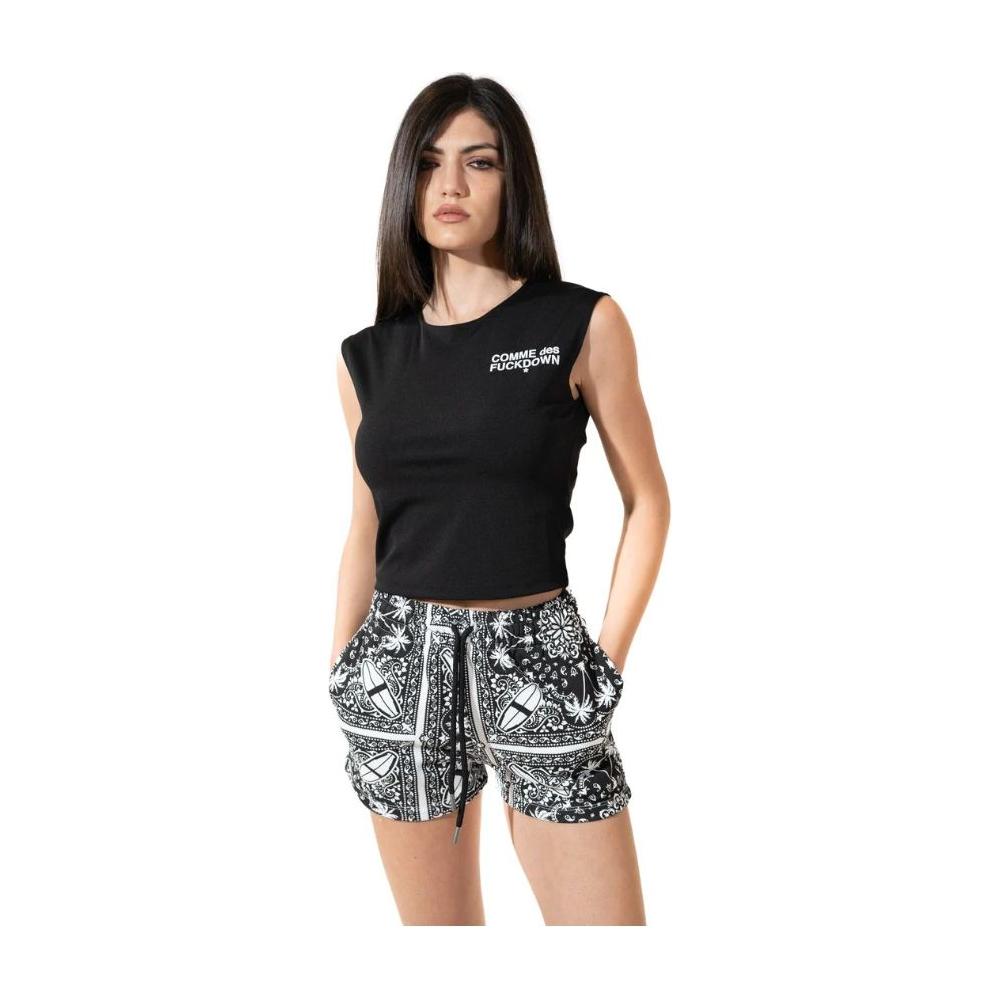 Comme Des Fuckdown Chic Monochrome Palms Cotton Shorts Comme Des Fuckdown