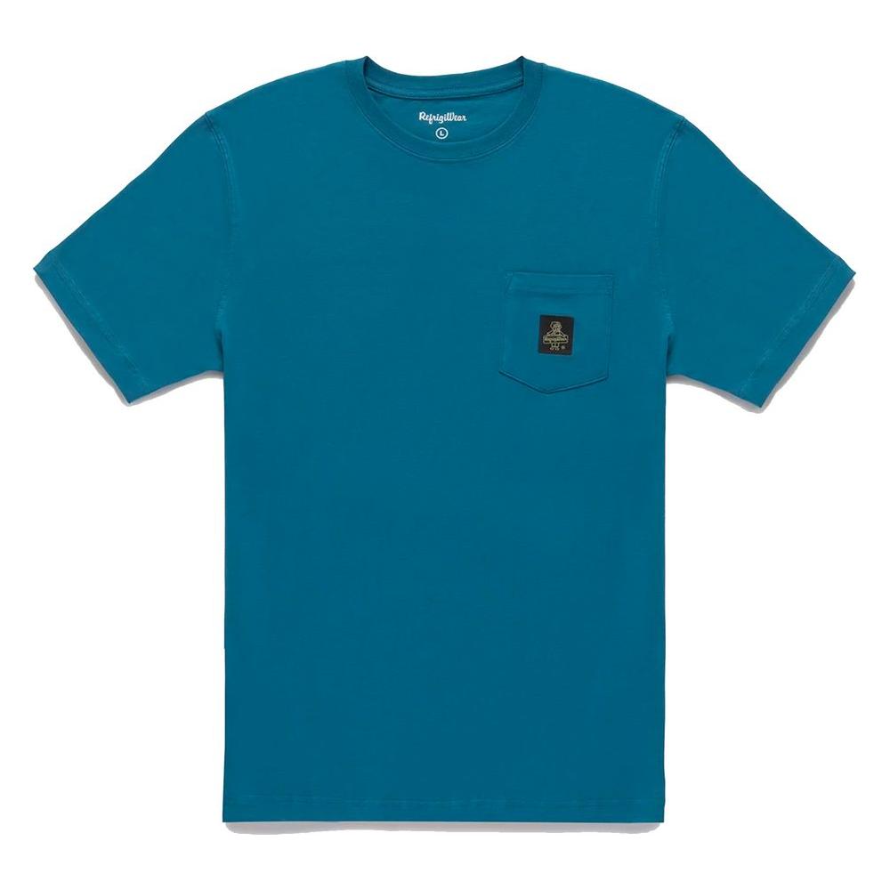 Refrigiwear Chic Light Blue Cotton Tee with Chest Logo Refrigiwear