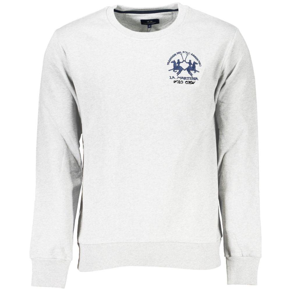 La Martina Elegant Cotton Crewneck Sweatshirt in White La Martina