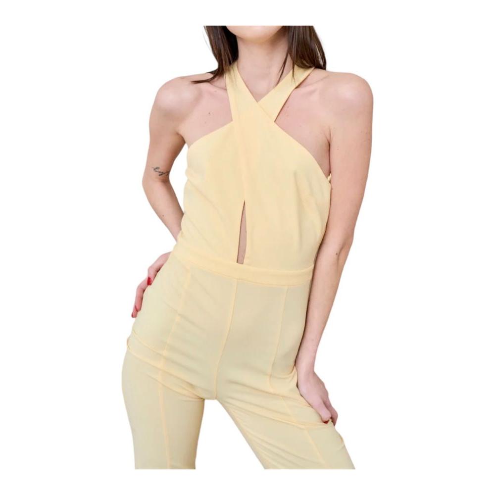 Patrizia Pepe Radiant Canary Yellow Stretch Jumpsuit Dress Patrizia Pepe