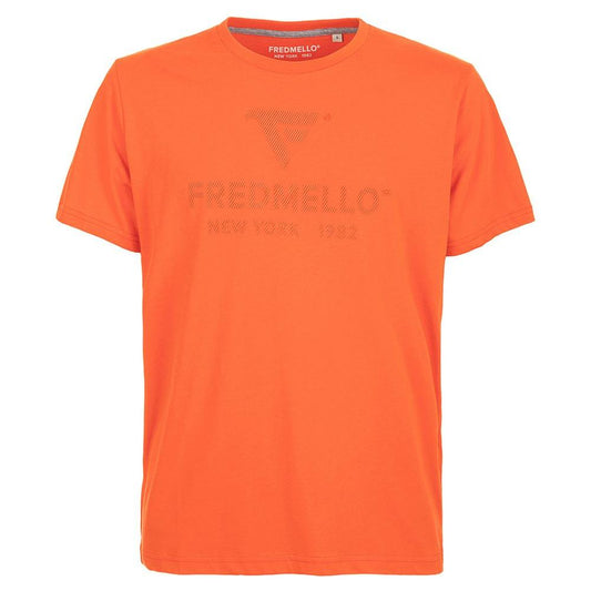 Fred Mello Orange Cotton Men T-Shirt Fred Mello