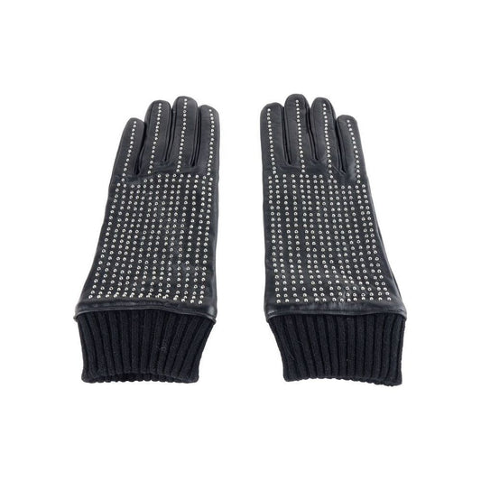 Cavalli Class Black Lambskin Men Glove Cavalli Class