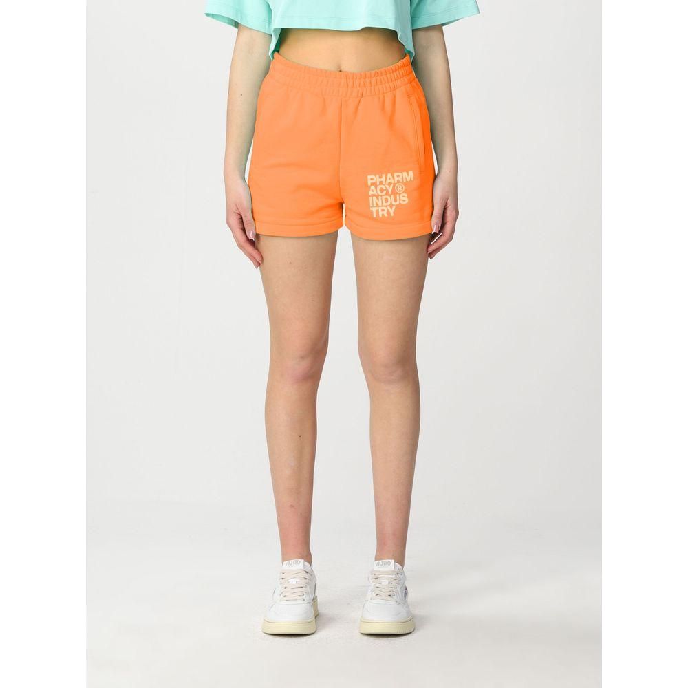 Pharmacy Industry Chic Orange Cotton Logo Shorts Pharmacy Industry