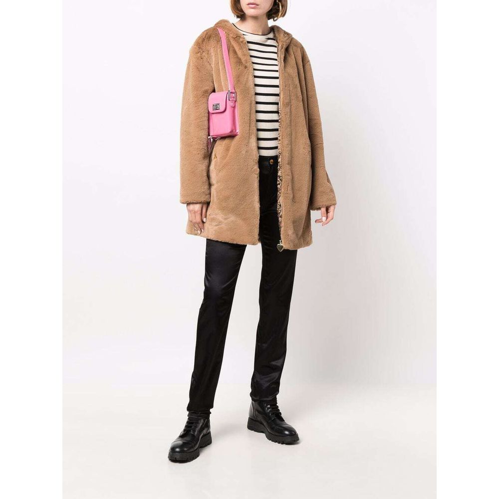 Love Moschino Beige Polyester Women Coat Love Moschino