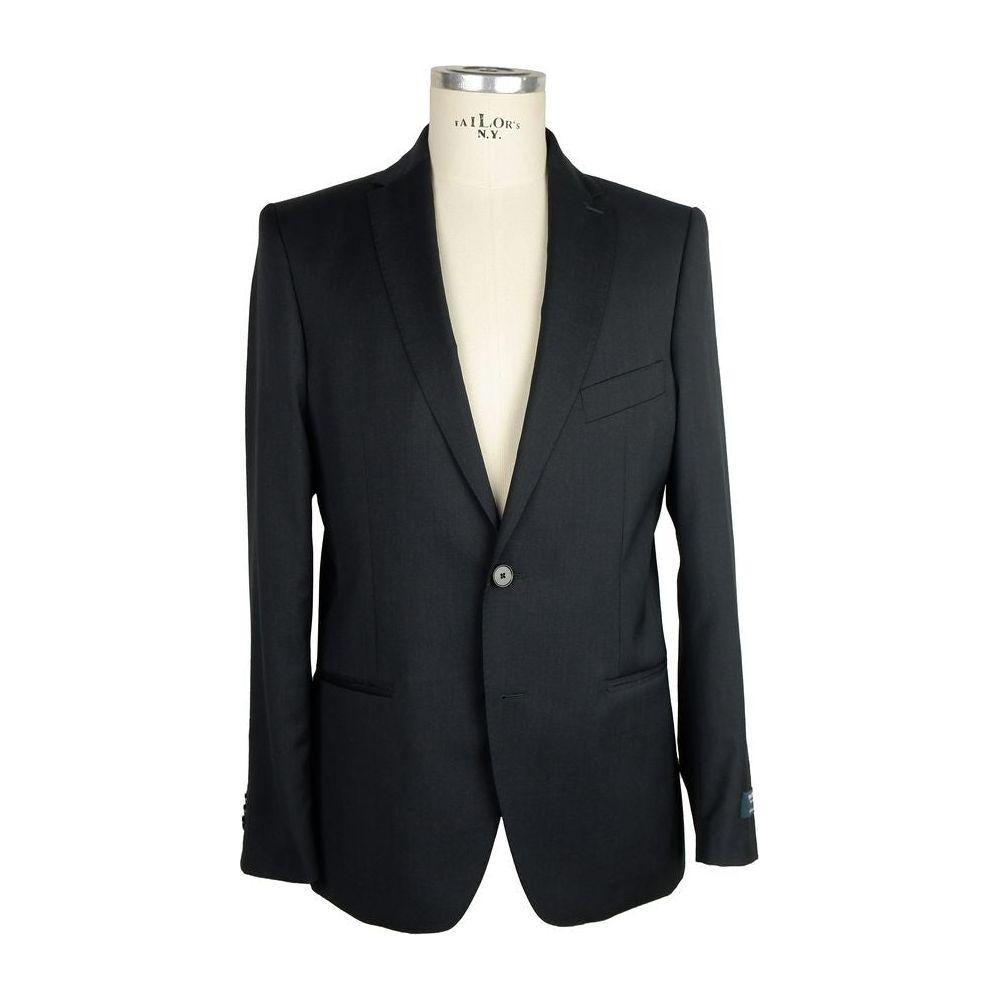 Made in Italy Black Wool Men Suit Made in Italy