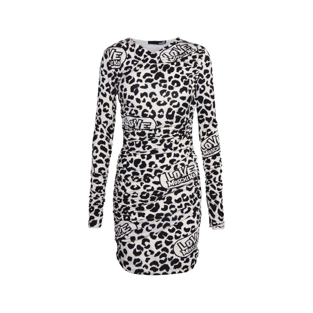 Love Moschino Chic Red Leopard V-Neck Ruffle Dress Love Moschino