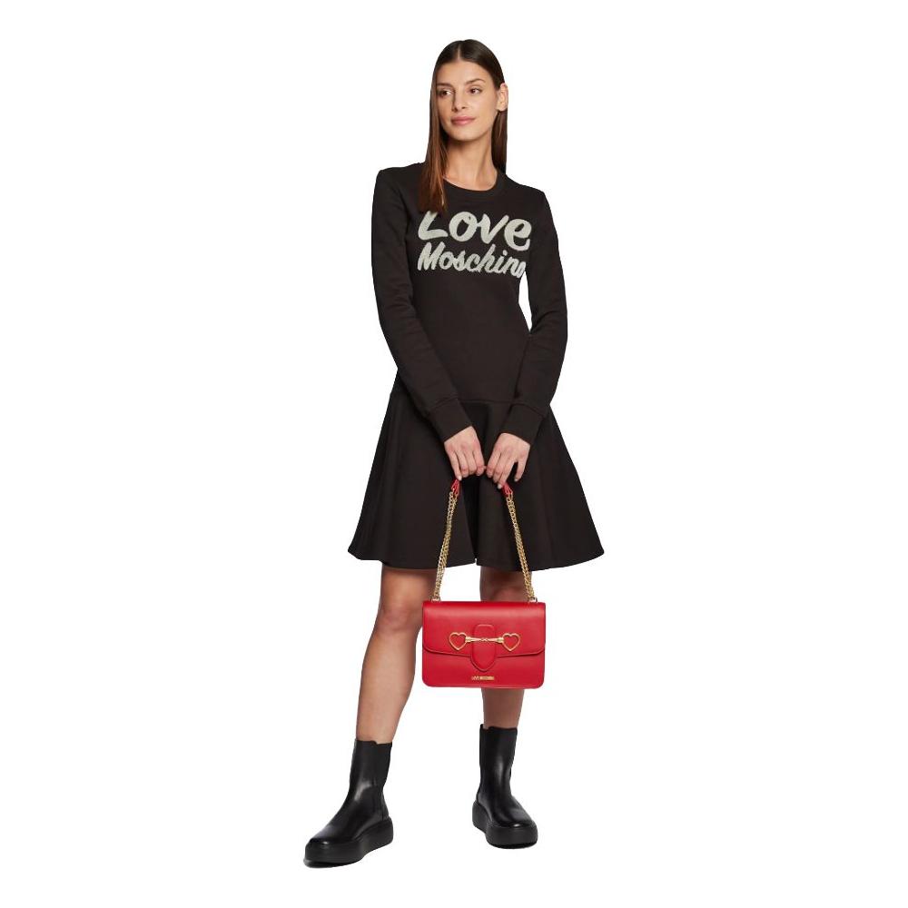 Love Moschino Chic Embossed Logo Cotton Blend Dress Love Moschino