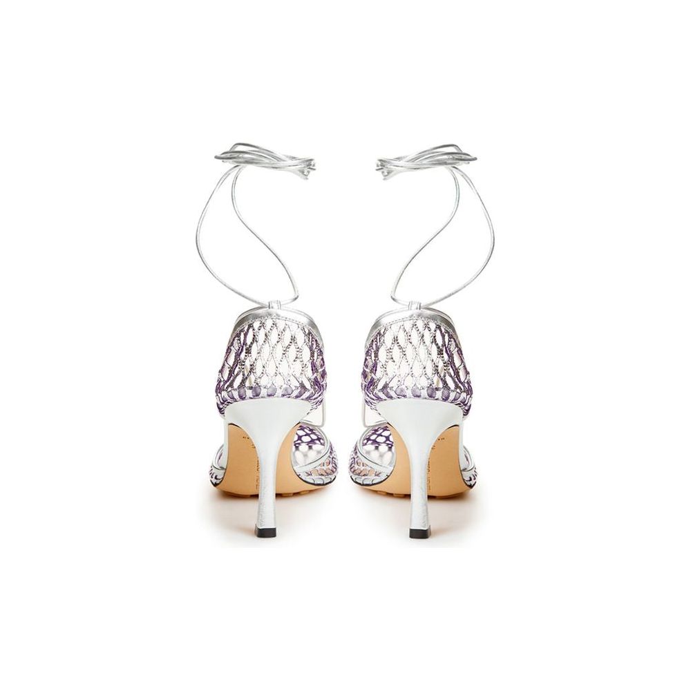 Bottega Veneta Silver Cotton Leather Sandals Bottega Veneta