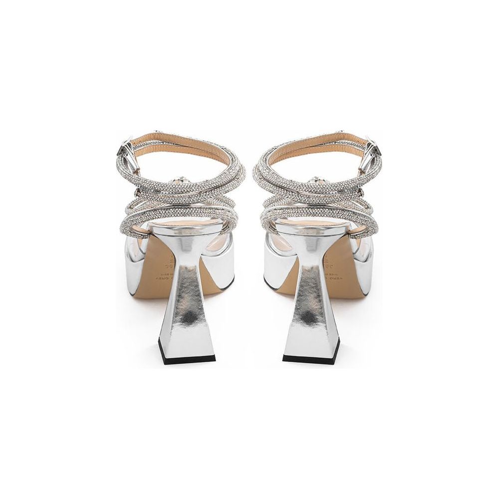 MACH & MACH Elegant Silver Leather Platforms MACH & MACH