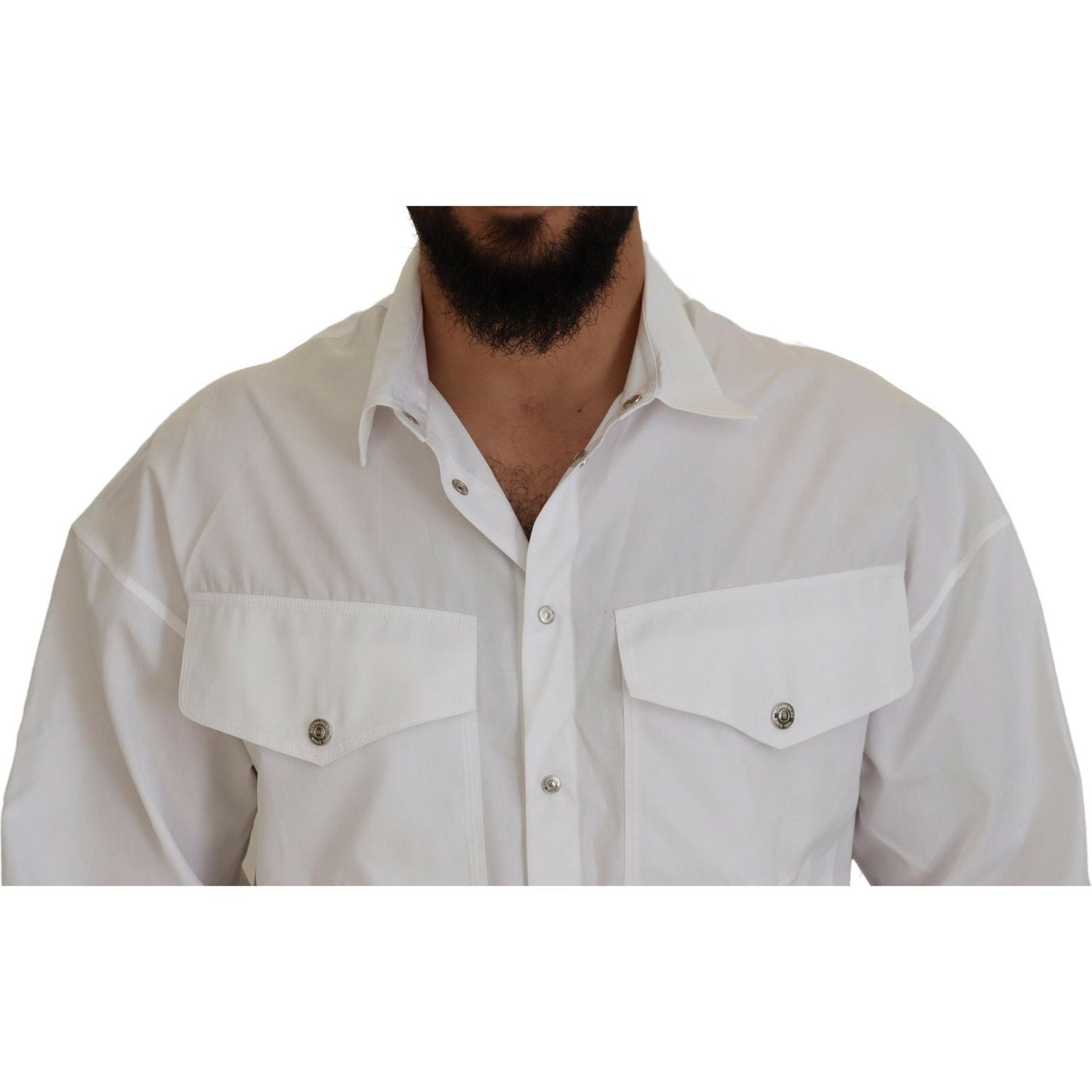 Dsquared² White Cotton Collared Casual Men Long Sleeves Jacket Dsquared²