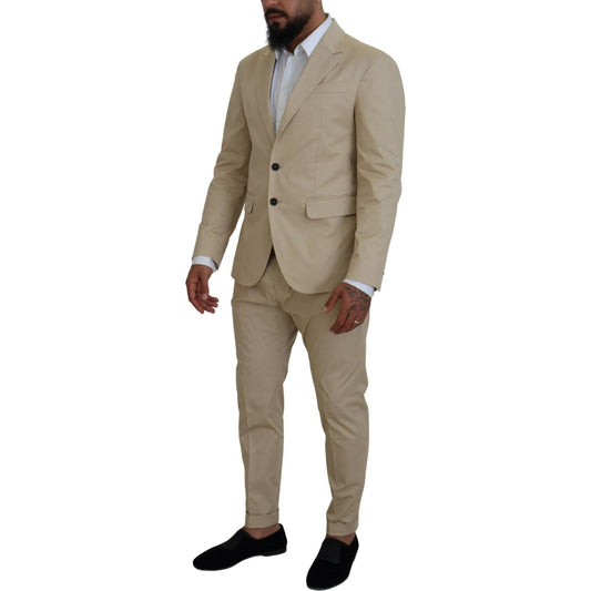 Dsquared² Beige Cotton Single Breasted 2 Piece CIPRO Suit Dsquared²