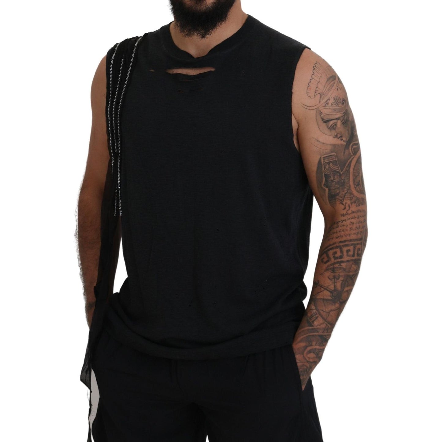 Dsquared² Black Chain Embellished Sleeveless Men Tank T-shirt Dsquared²