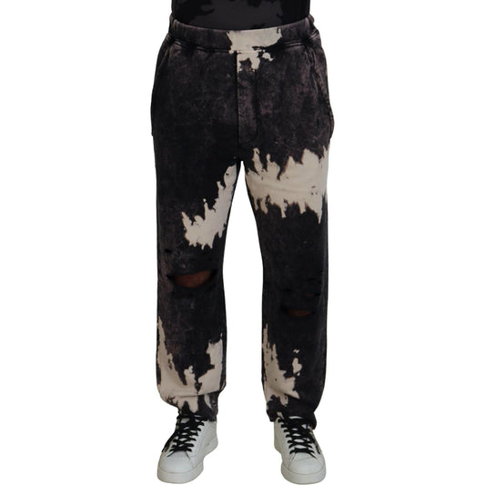 Dsquared² Gray Washed Tie Dye Tattered Men Pants Dsquared²